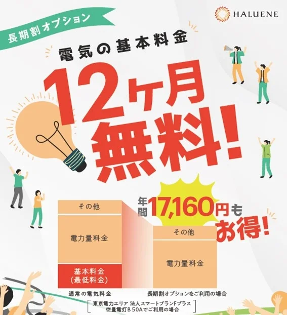 新電力業界のパイオニア、株式会社ハルエネが新サービス「長期割オプション」をリリース〜1年間の基本料金無料化で、お客様に寄り添った電力供給体制を強化〜